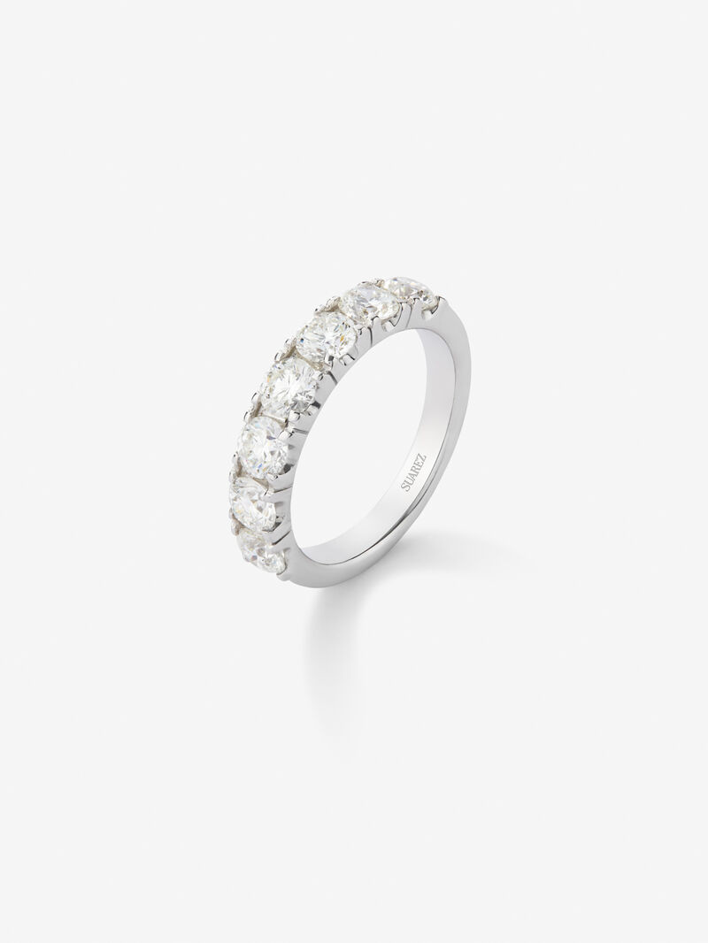 Half eternity commitment ring in 18K white gold with claw-set diamonds image number 0
