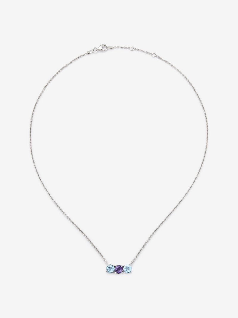 925 Silver Tieillo Collagant with Azuls Swiss and Ameatist Morada Topacios image number 0