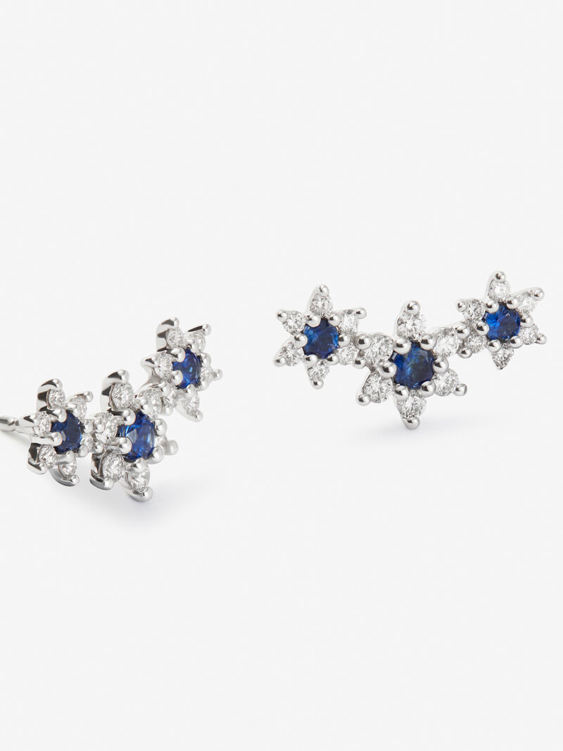18K white gold climbing earrings with 0.75 ct brilliant-cut diamonds and 0.61 ct brilliant-cut blue sapphires image number 2