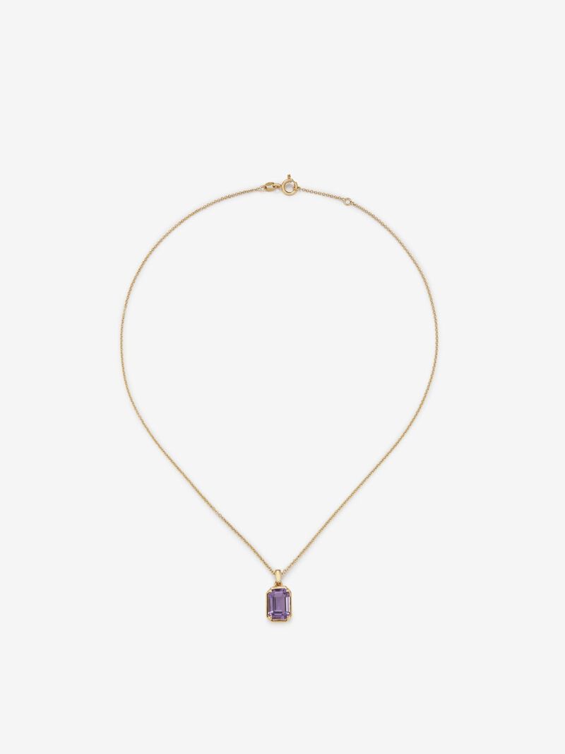 18K Yellow Gold Pendant Chain with Amethyst image number 1