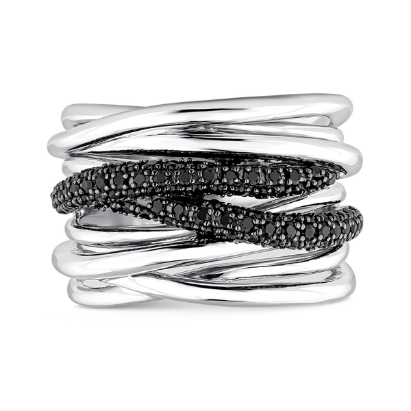 Anillo Argento plata con espinelas negras 0,73 quilates, SO16094-AGESP_V