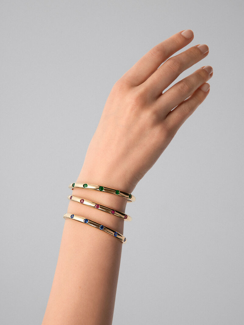 18K yellow gold bracelet with 1.02 ct brilliant cut emeralds image number 5