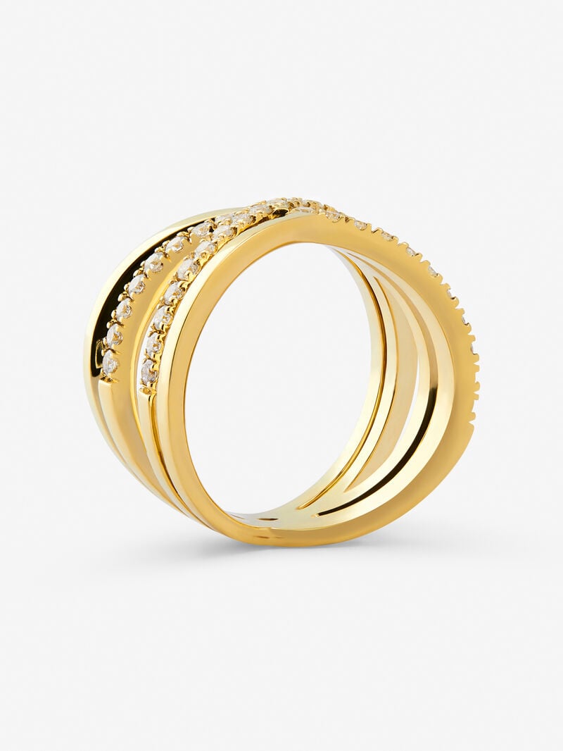 18K yellow gold cross ring with 40 brilliant-cut diamonds with a total of 0.57 cts image number 4