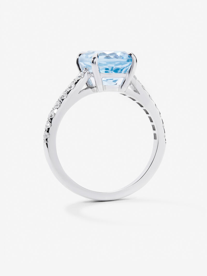18K yellow gold ring with blue Sky Topacio in 3.8 cts and diamonds in bright size image number 4