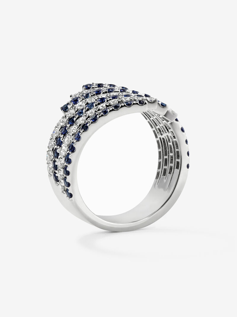 18K white gold ring with diamond and sapphire image number 4