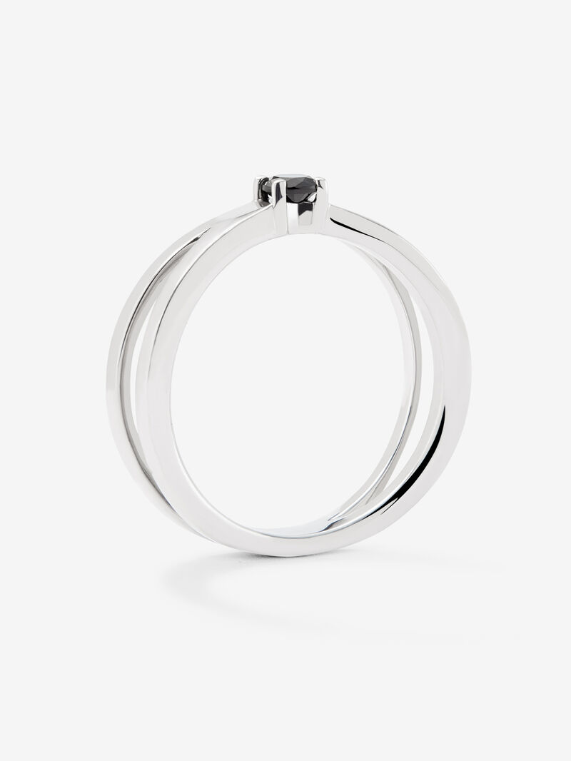 925 silver cross ring with brilliant cut black spinel image number 2