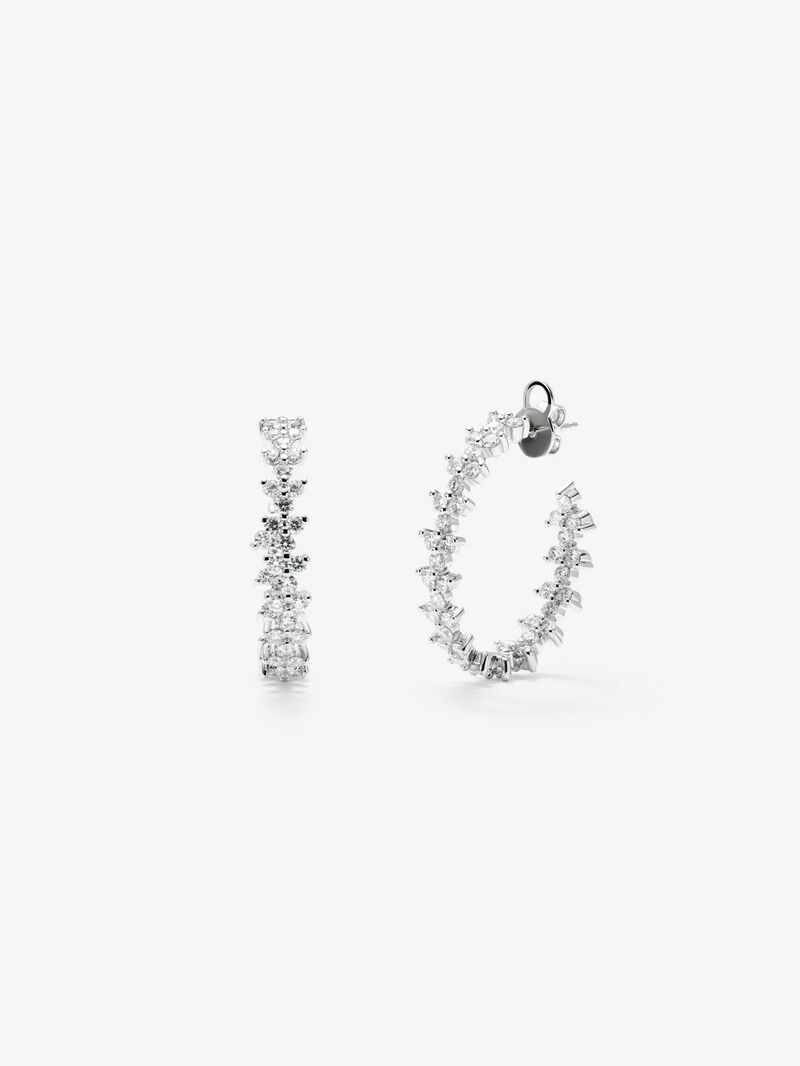 18K white gold hoop earrings with 90 brilliant-cut white diamonds with a total of 2.64 cts image number 0