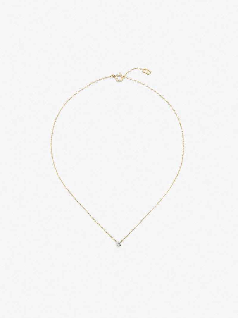 18K yellow gold solitaire pendant with 0.15 ct brilliant cut diamond image number 0