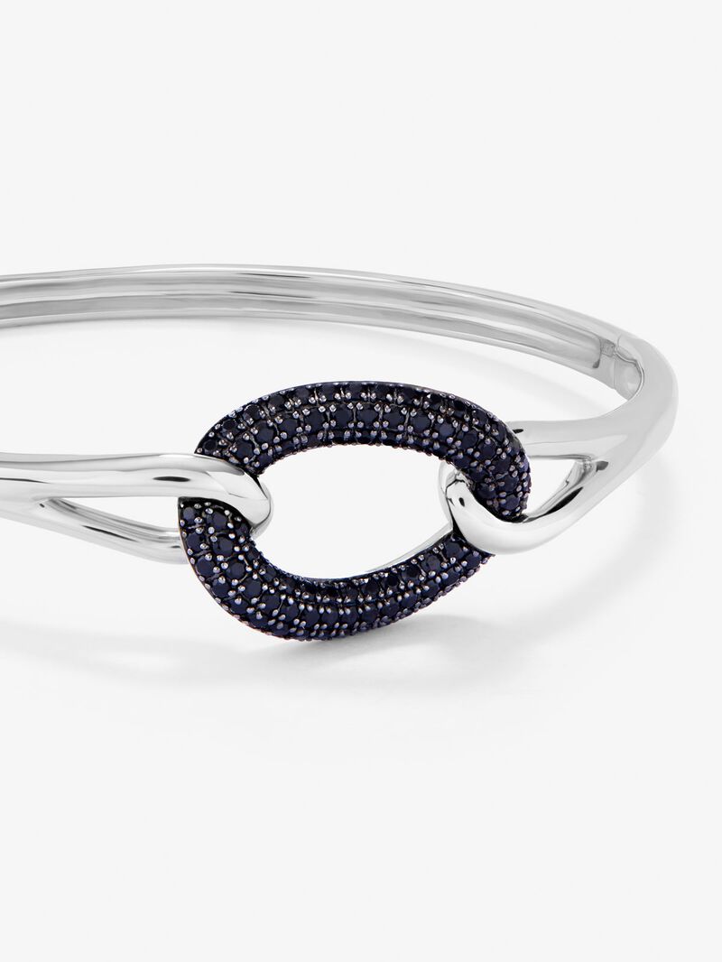 Rigid 925 silver bracelet with 86 black spinels with a total of 1.26 cts image number 2