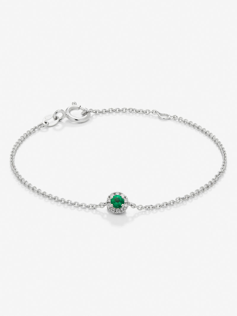 18K white gold bracelet with 0.1 ct brilliant-cut emerald and 0.05 ct brilliant-cut diamonds image number 0