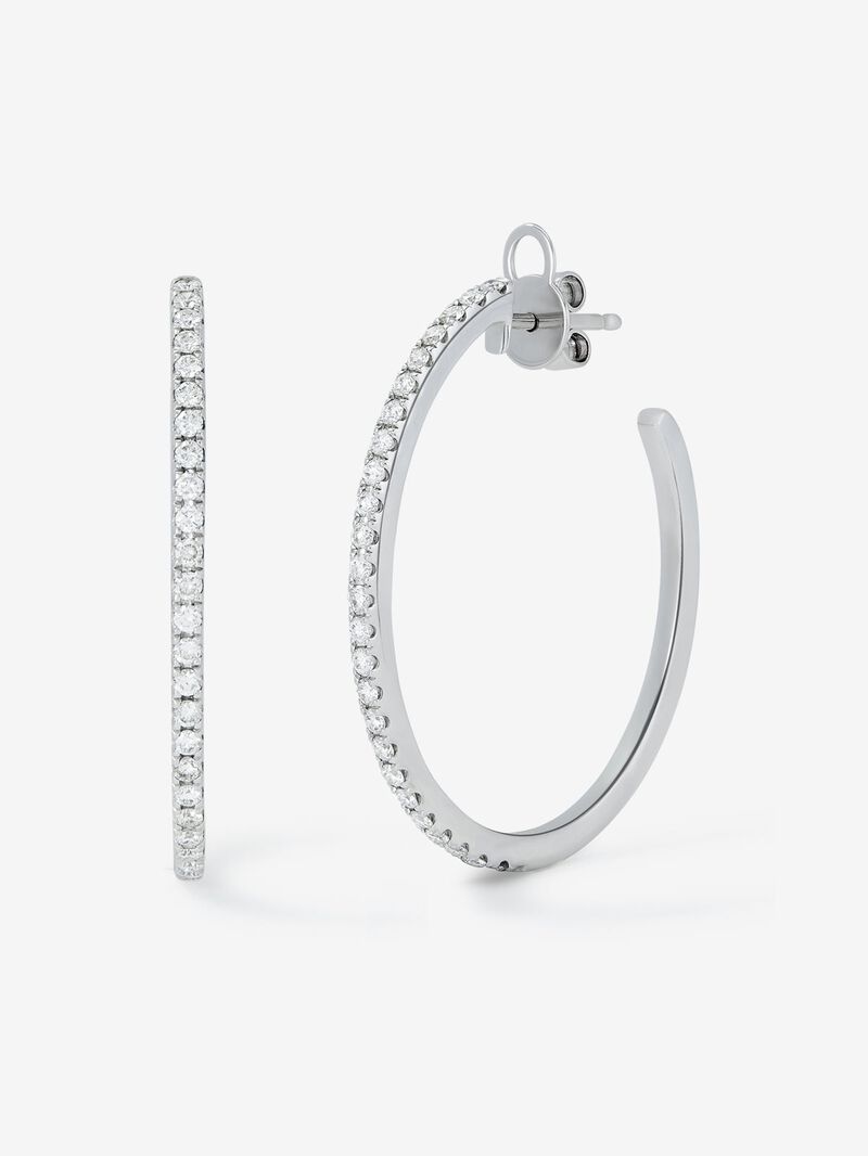 18K white gold hoop earrings with 50 brilliant-cut diamonds with a total of 0.74 cts image number 0