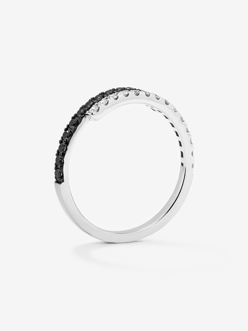 18K white gold ring with 14 brilliant-cut white diamonds with a total of 0.17 cts and 14 brilliant-cut black diamonds with a total of 0.19 cts image number 4