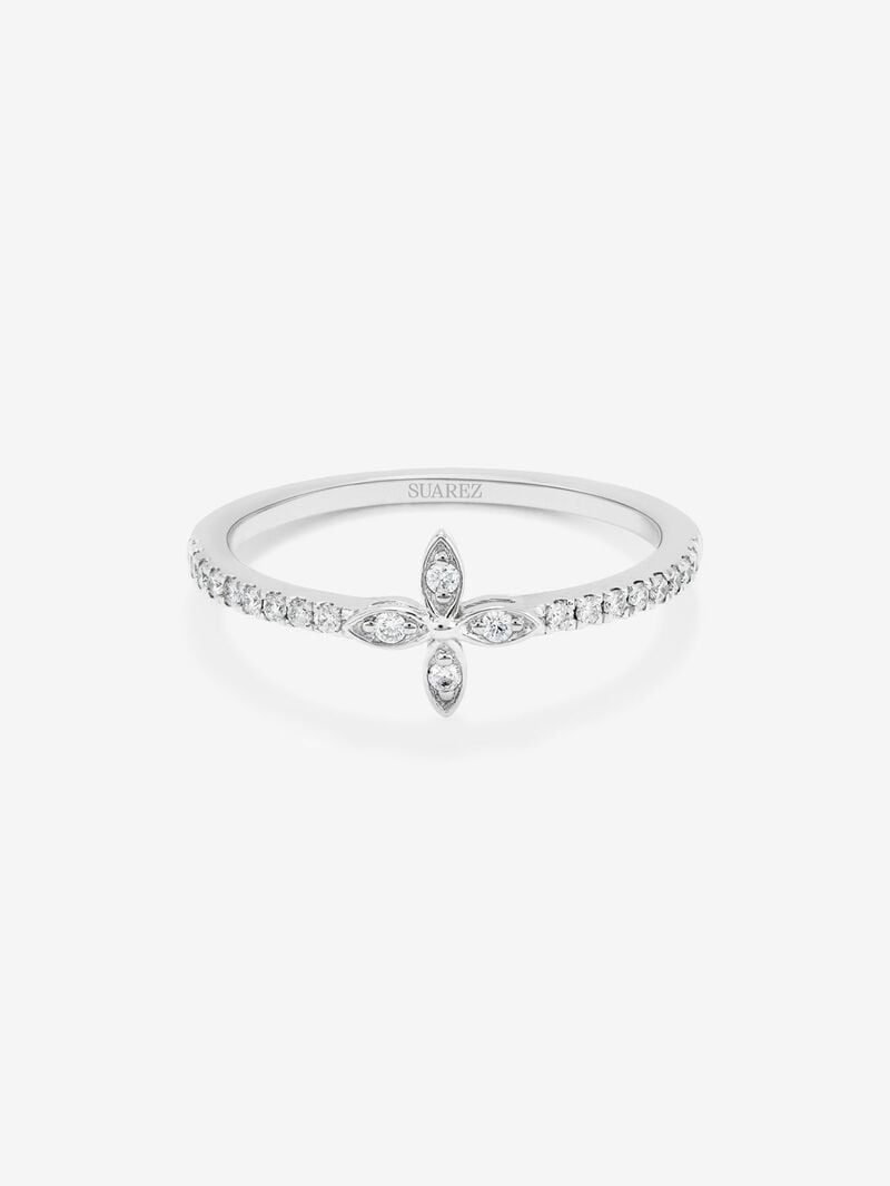18K white gold ring with 22 brilliant-cut diamonds with a total of 0.14 cts image number 1