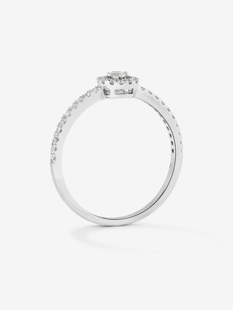 18K white gold ring with central brilliant-cut diamond of 0.06 cts and border and arm of 33 brilliant-cut diamonds with a total of 0.18 cts image number 3