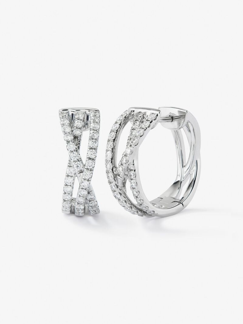 18K white gold multiple hoop earrings with 68 brilliant-cut diamonds with a total of 0.74 cts image number 0