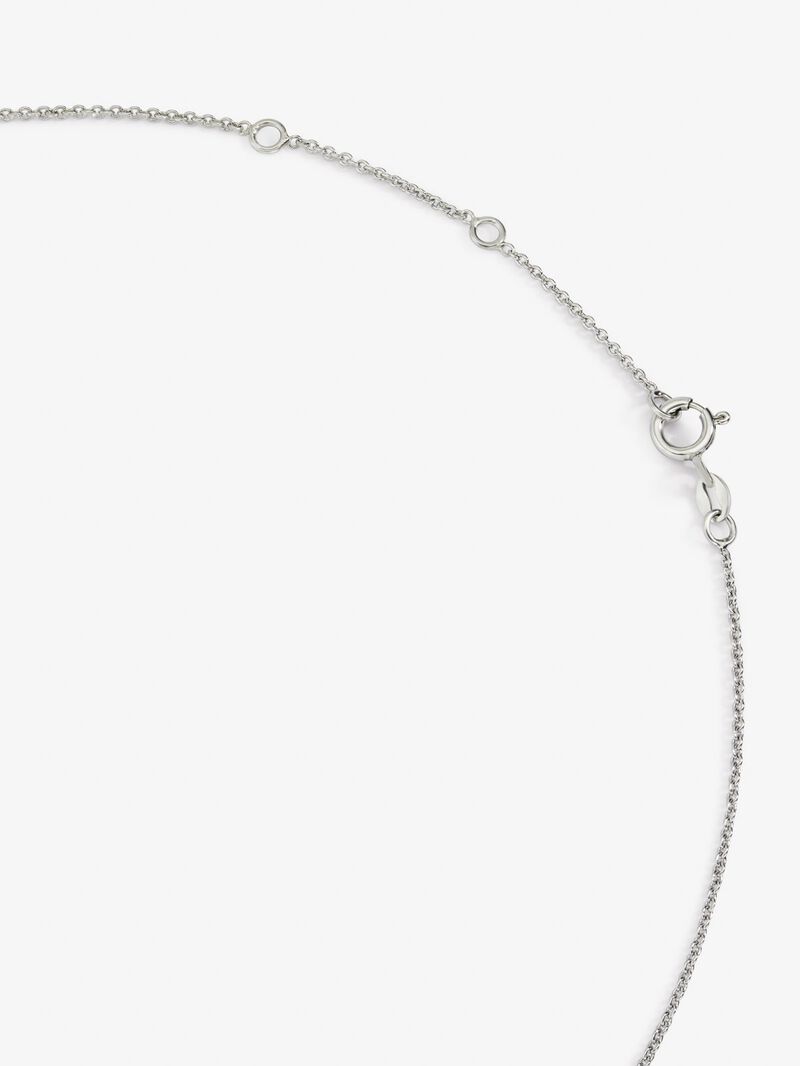 18K White Gold Flower Chain with solitary diamonds and diamond urla image number 2
