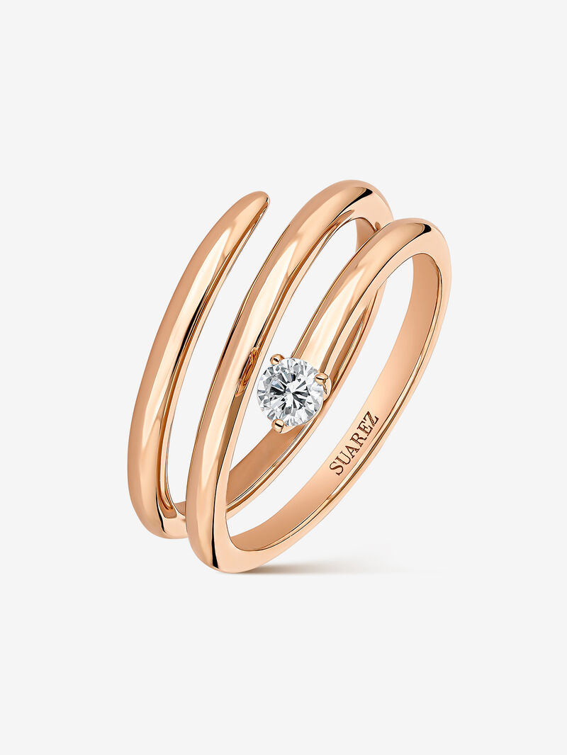 18kt rose gold ring with diamonds image number 1