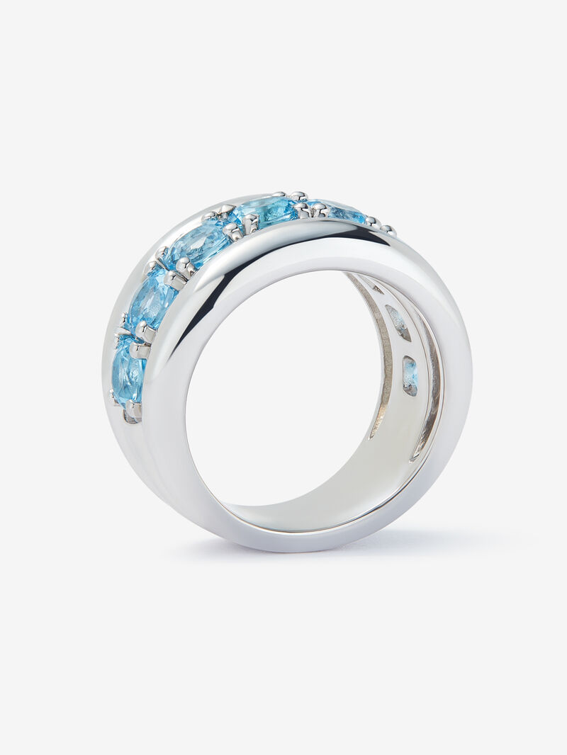 925 silver ring with brilliant-cut Swiss blue topaz pavé image number 4
