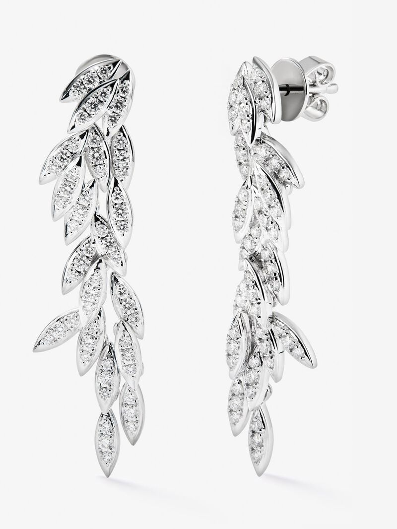 18K white gold earrings with white diamonds of 1.16 cts image number 1