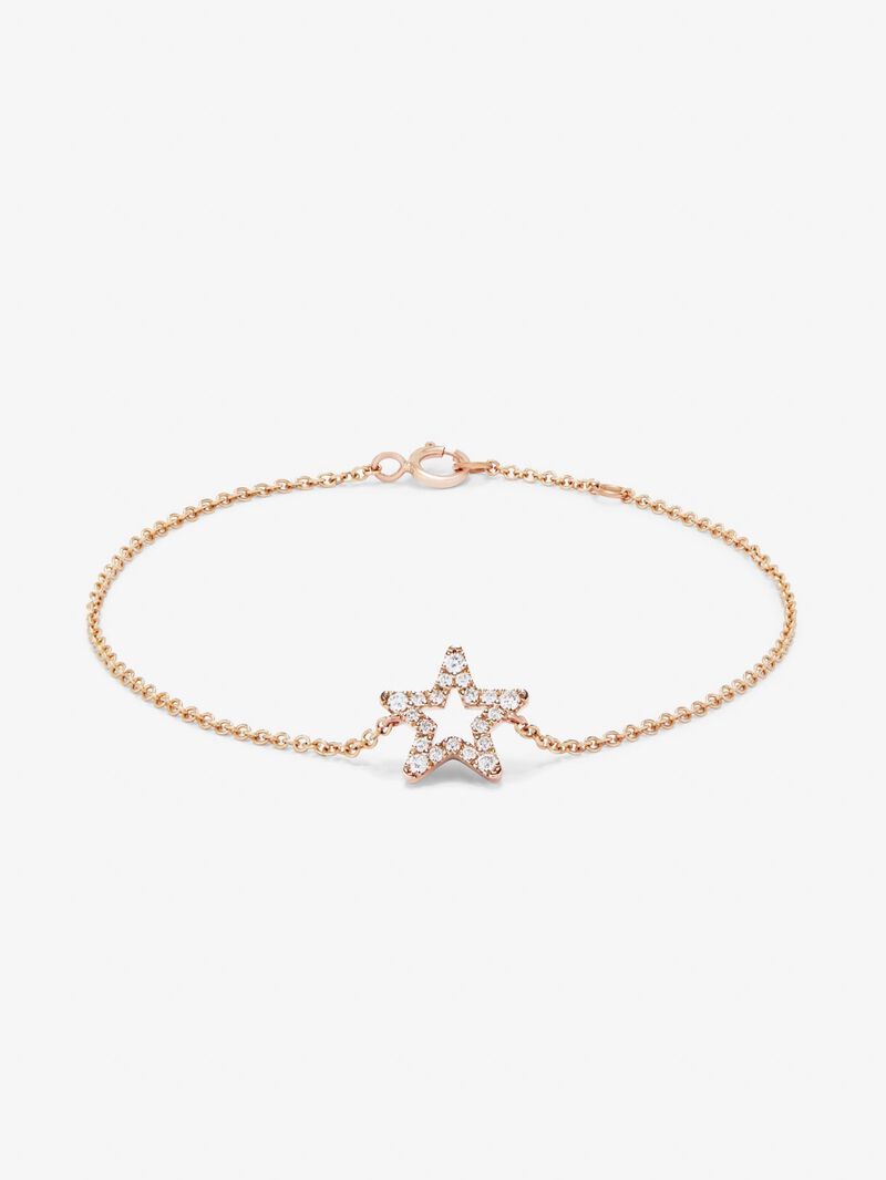 18K Rose Gold Chain Bracelet with Diamond Star image number 1