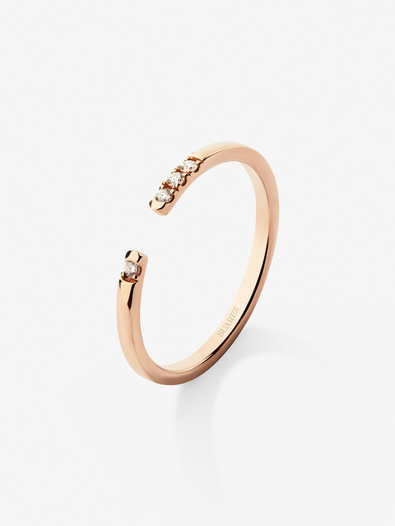 18K rose gold open ring with 4 brilliant-cut diamonds with a total of 0.05 cts image number 0