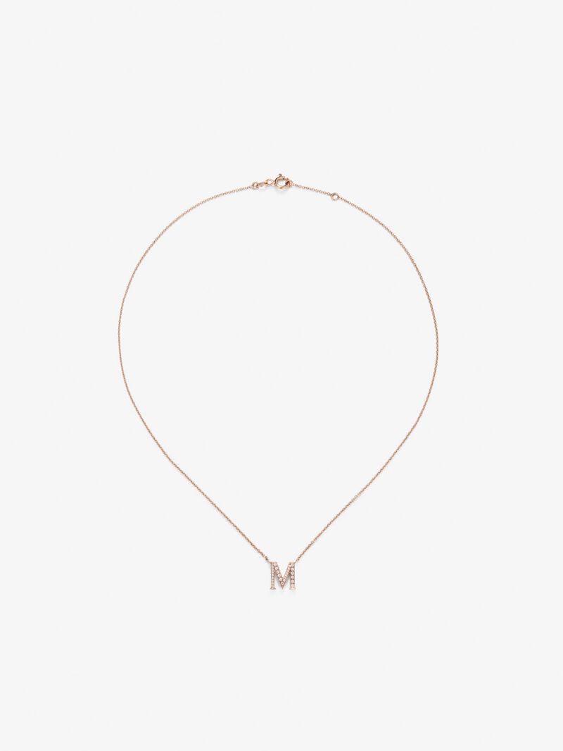 Pendant necklace with 18K rose gold initial and diamonds image number 0