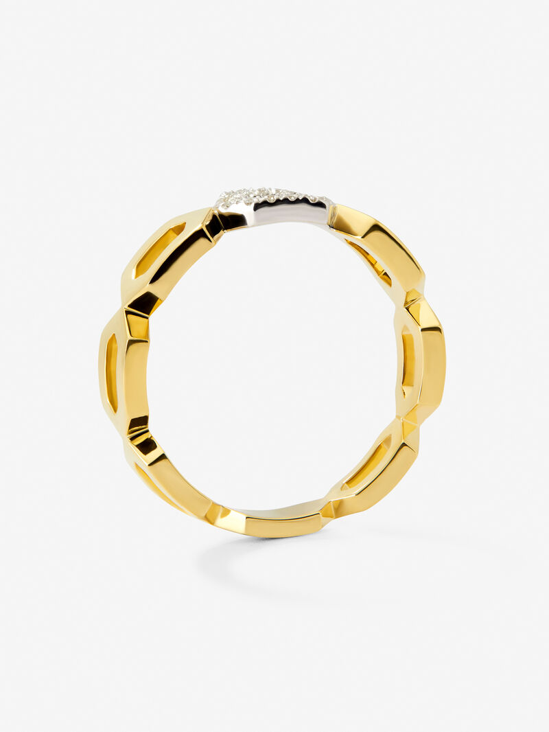 Anillo de oro amarillo de 18K con 14 diamantes en talla brillante con un total de 0,06 cts image number 4