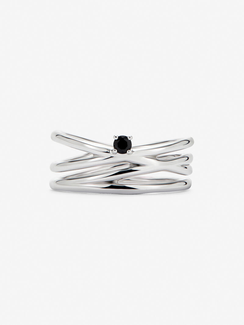Cross multi-arm ring in 925 silver with brilliant-cut black spinel image number 2