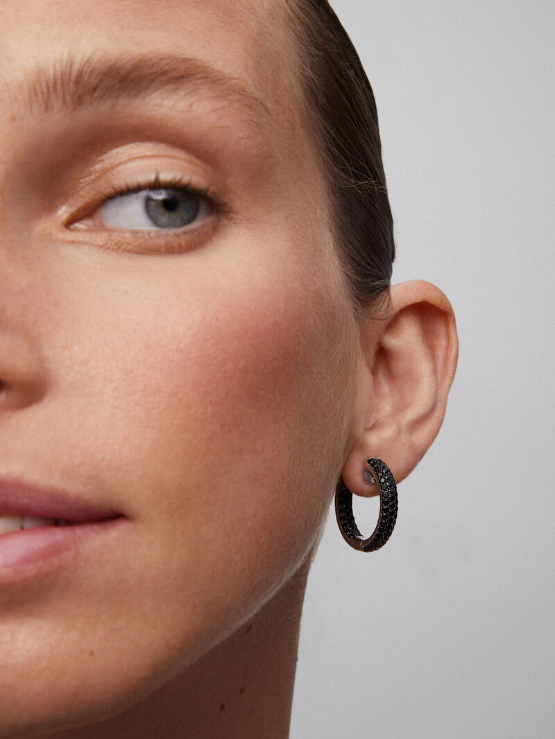 925 Silver hoop earrings with spinels image number 3