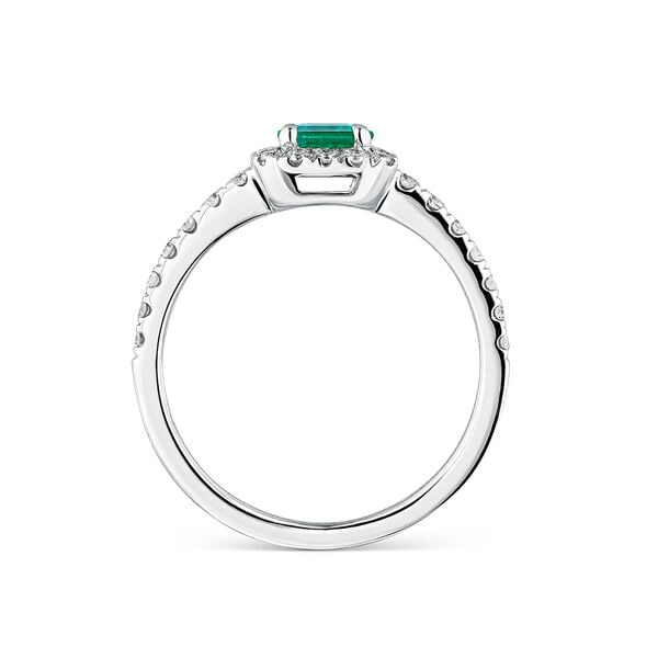 White gold ring with diamonds and 1,18 carats emerald, SO21054-E/A042