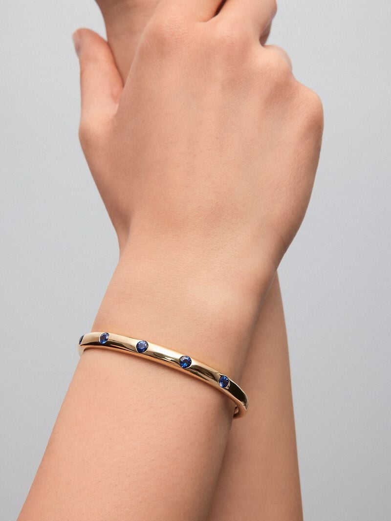 18K yellow gold bracelet with 1.69 ct brilliant-cut blue sapphires image number 3