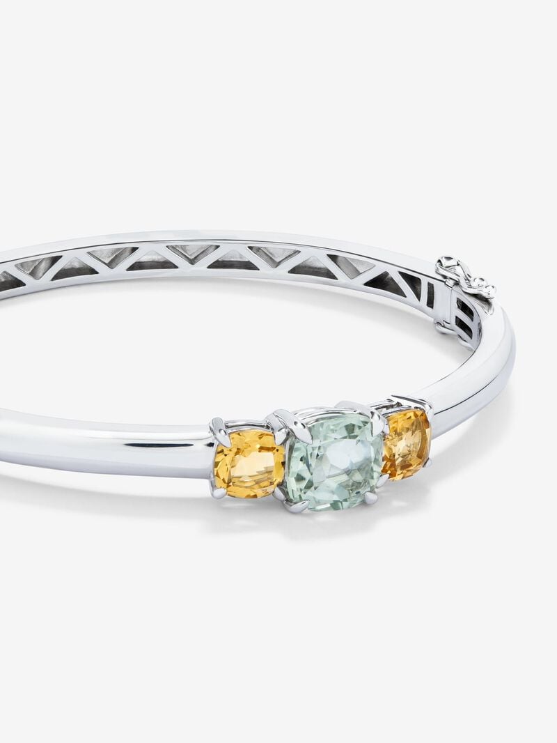 925 silver bracelet with green amethist in 2.47 cts and citrines in 1.62 CTS Cushion size Cushion image number 2