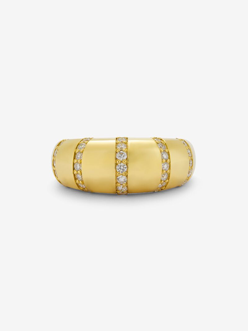 18K Yellow Gold Ring with Brilliant-Cut Pavé Diamonds image number 2