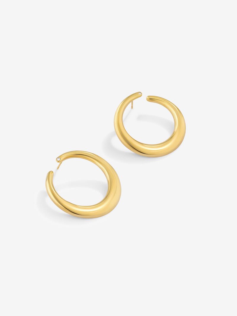 Extrao Big Smooth Earrings 18k yellow gold with diamond image number 2