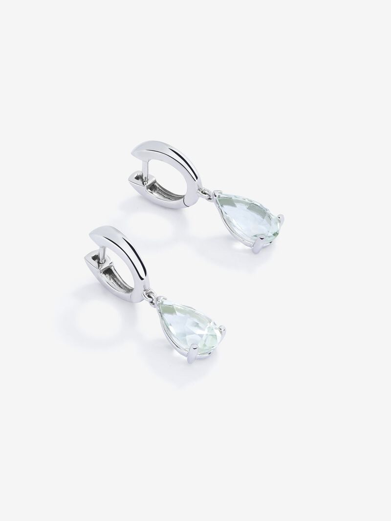 925 silver earrings with 3.2 ct pear-cut green amethyst image number 2