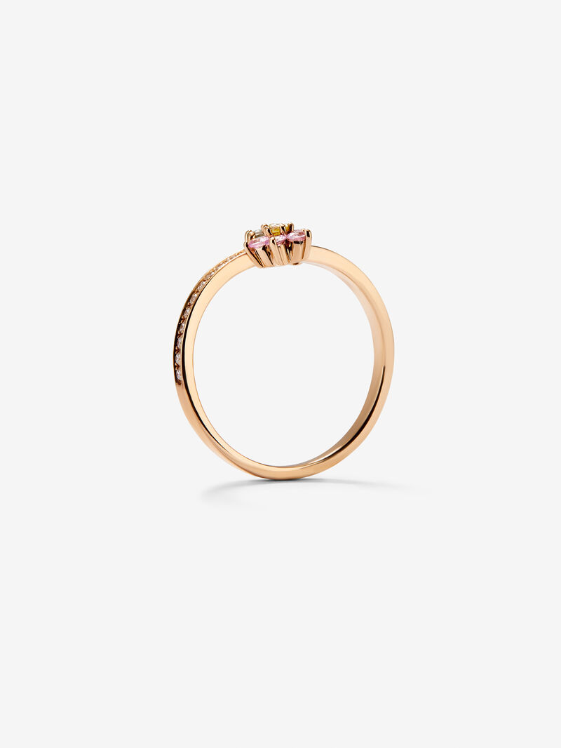 18K rose gold ring with pink and green sapphires in bright size of 0.26 cts and white diamonds in bright 0.1 cts image number 7