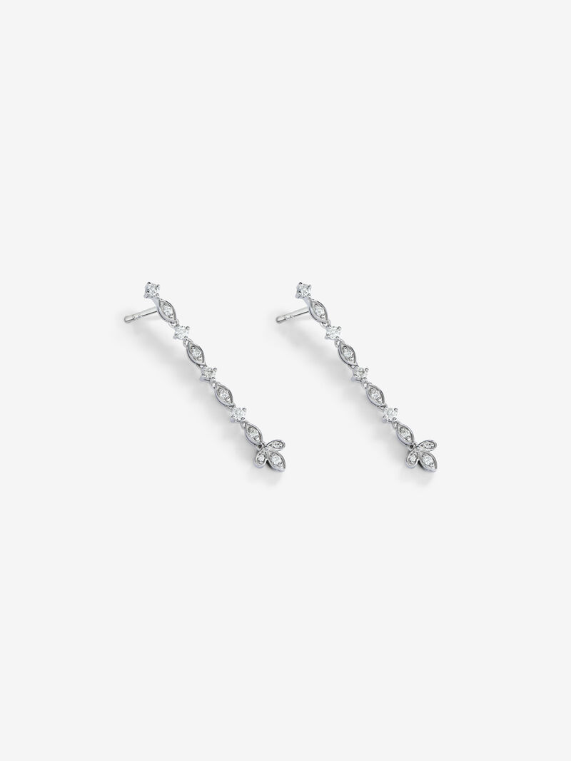 Long-hanging earrings in 18K white gold and diamond image number 2