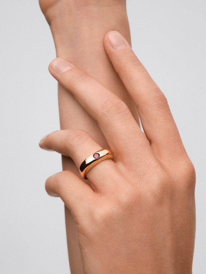 18K yellow gold ring with 0.32 ct brilliant cut ruby image number 3