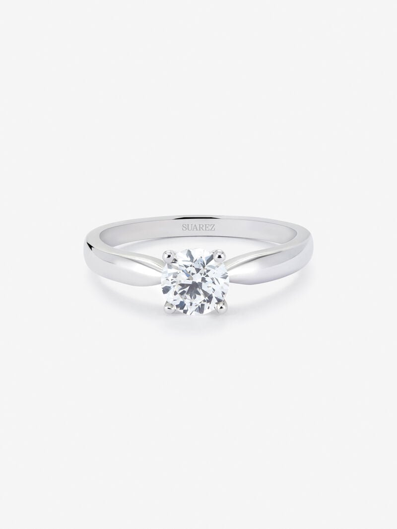 18K white gold solitaire engagement ring with diamond image number 2