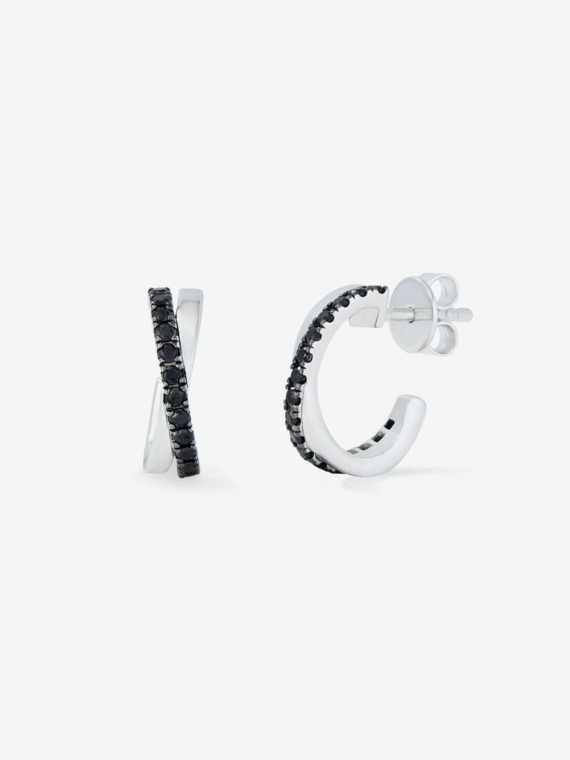 925 silver earrings with 36 brilliant-cut black spinels image number 0