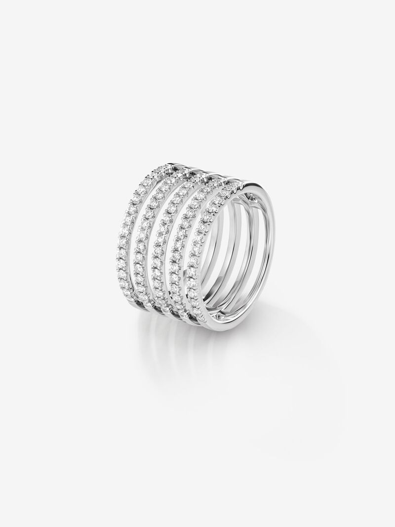 18K white gold multi-arm ring with 80 brilliant-cut diamonds with a total of 0.8 cts image number 0