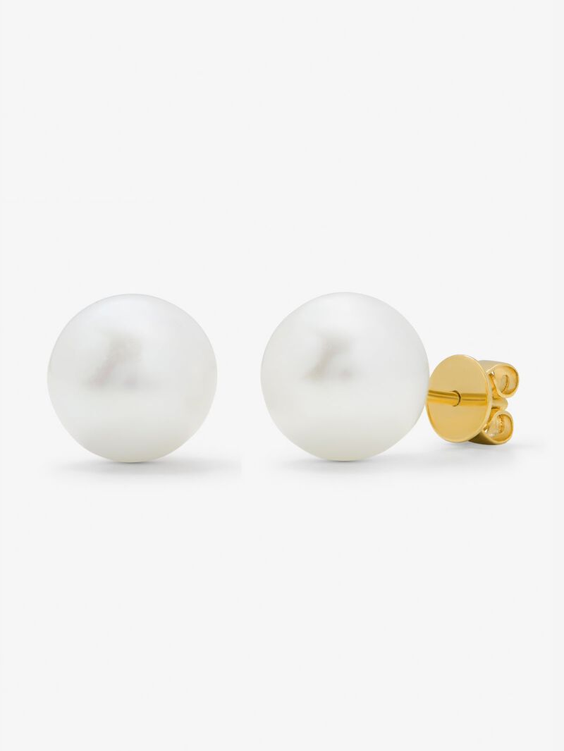 18k rose gold button earring with 11mm Australian pearl image number 0