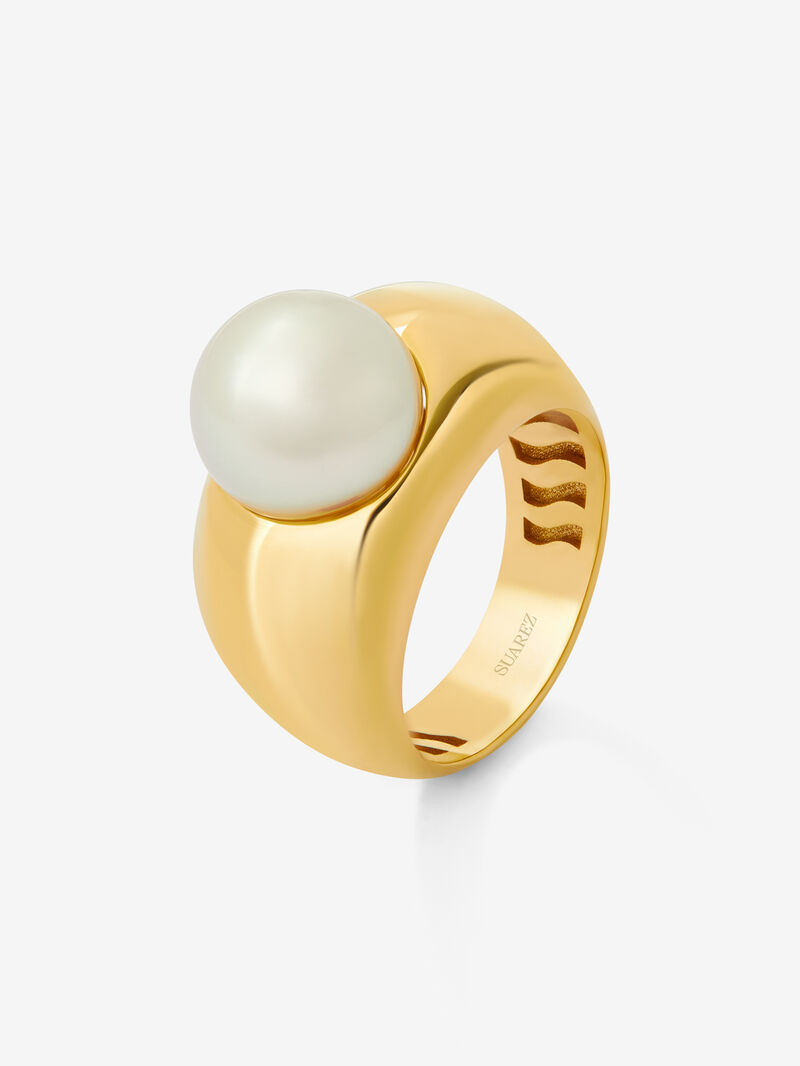 18K yellow gold ring with 10mm Australian pearl image number 0