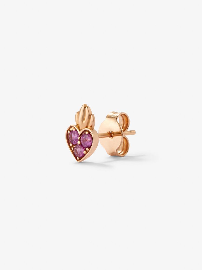 Individual 18kt rose gold heart pendant with 0.14cts pink sapphires. image number 2
