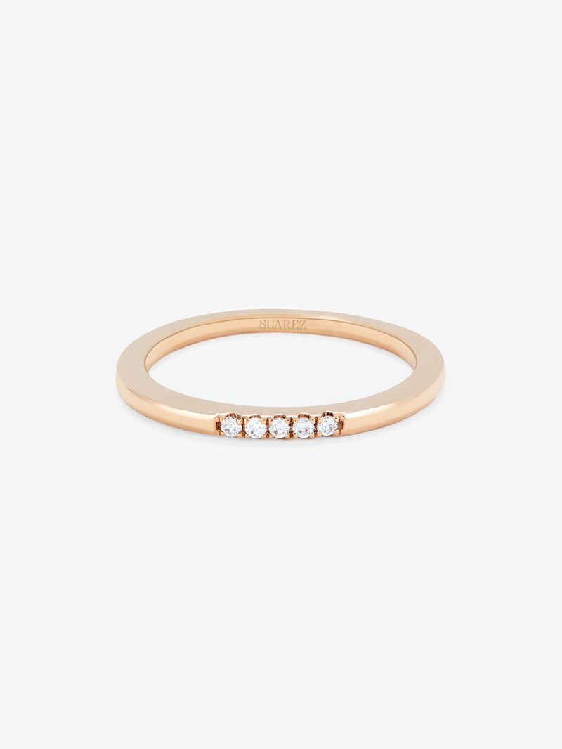 18K rose gold ring with 5 brilliant-cut diamonds with a total of 0.05 cts image number 1