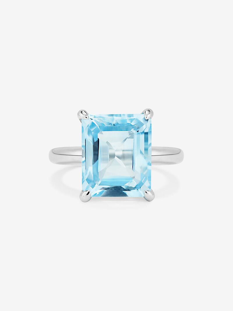 925 silver cocktail ring with sky blue topaz in octagonal cut image number 2