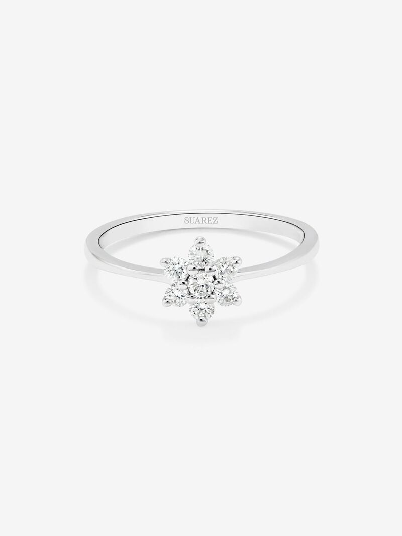 18K white gold ring with 7 brilliant-cut diamonds with a total of 0.24 cts and star shape image number 1