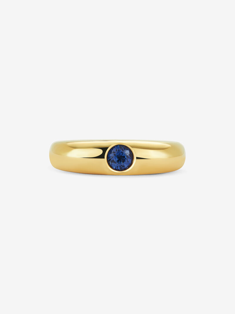 18K yellow gold ring with 0.29 ct brilliant-cut blue sapphire image number 2