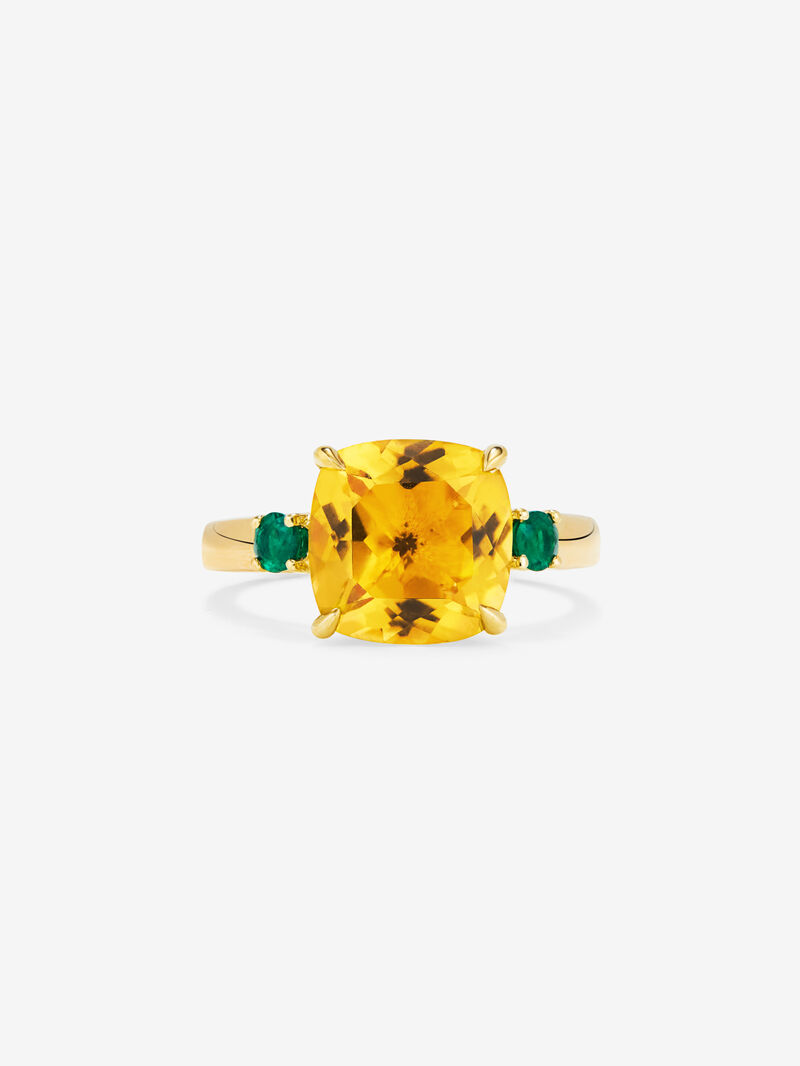 18k Yellow Gold Solitaire Ring with Citrine image number 2