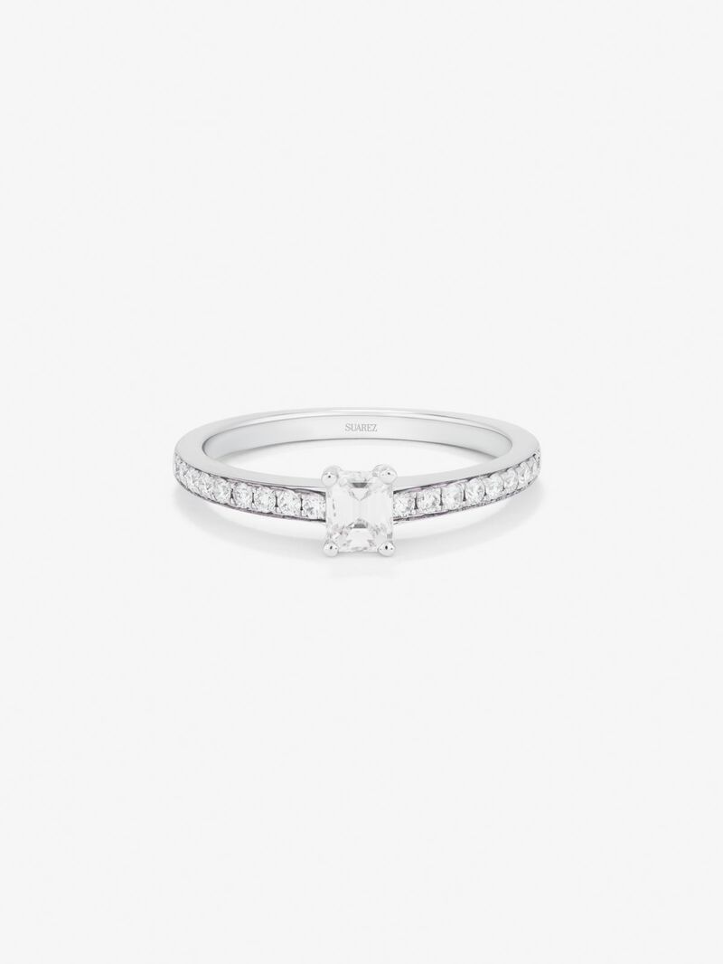 18K white gold solitaire engagement ring with diamond image number 2